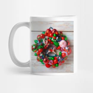 Rocking Horse Christmas Wreath Mug